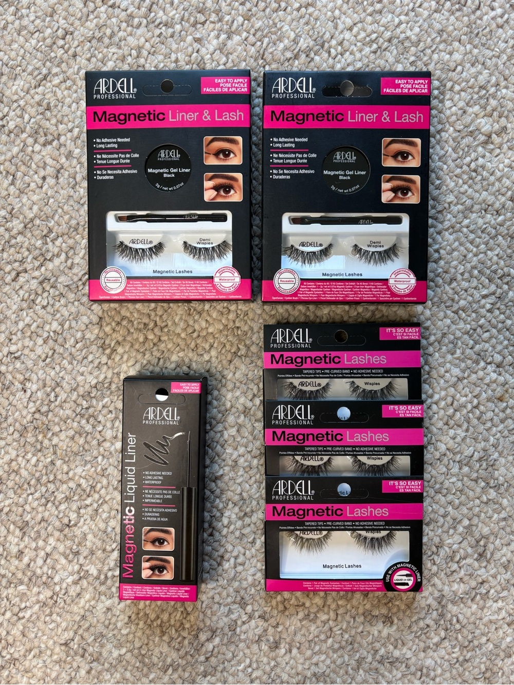 Ardell Magnetic Lash & Liner 6-Pc Mega Bundle Demi Wispies & Liquid Liner NIB